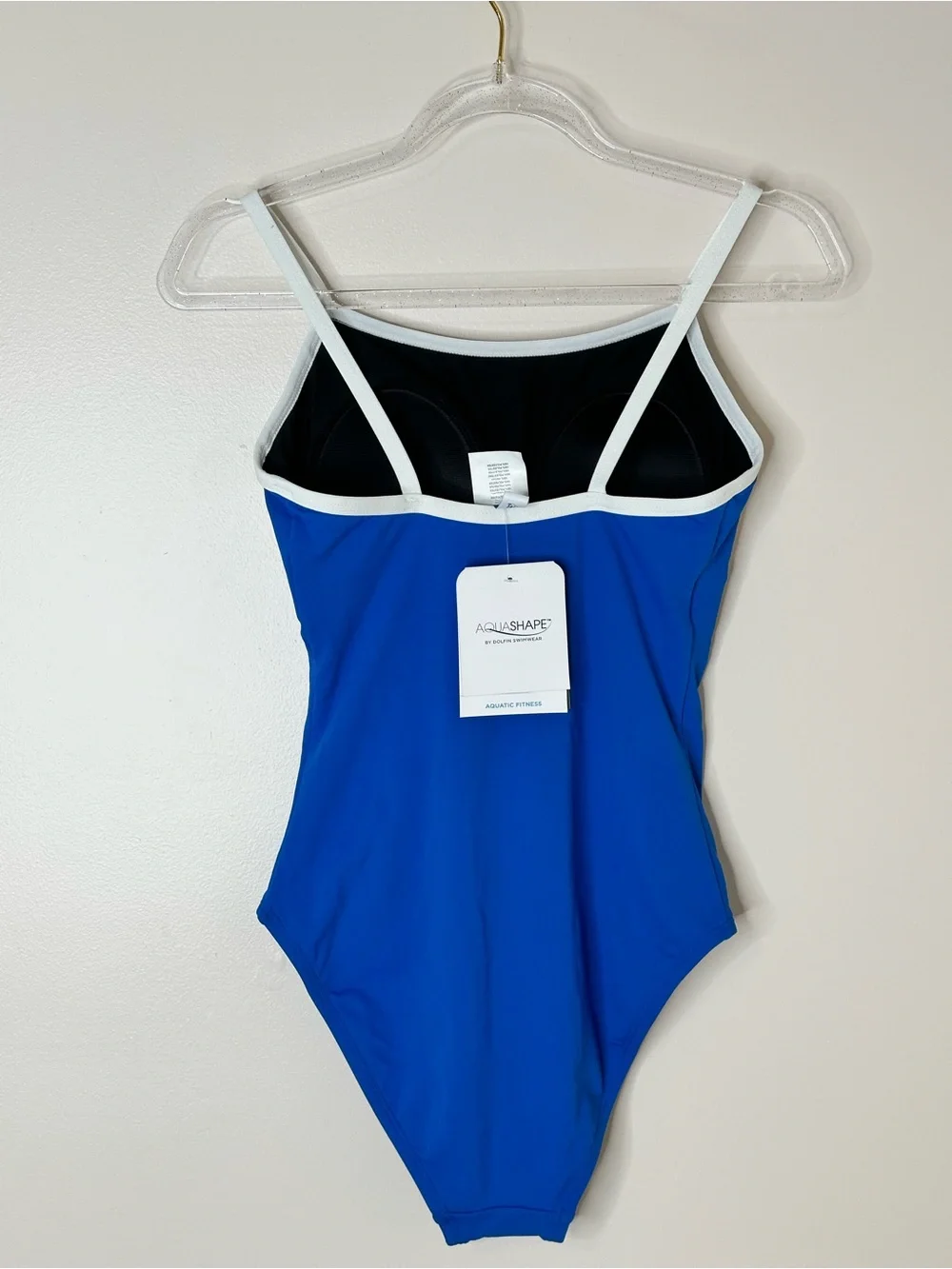AquaShape by Dolfin Blue White One Piece Swimsuit Size 6 NWT